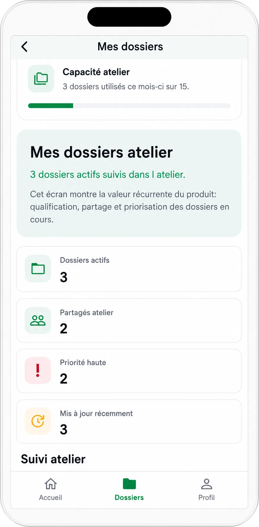 Interface garage Lawôl pour suivre les dossiers atelier
